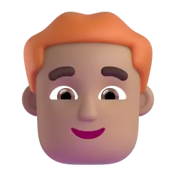 Emoji Lelaki: ton kulit sederhana cerah dan rambut merah pada Microsoft