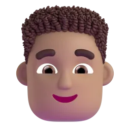 Man: Medium-Light Skin Tone, Curly Hair emoji on Microsoft