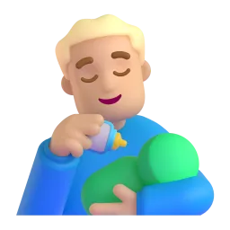 Man Feeding Baby: Medium Skin Tone emoji on Microsoft