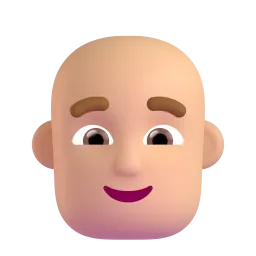 Man: Medium Skin Tone, Bald emoji on Microsoft