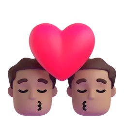 Emoji Bisou : homme, homme et peau légèrement mate sur Microsoft