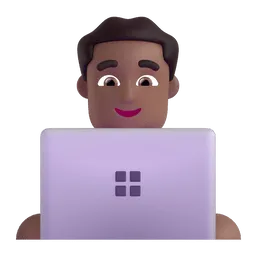 Emoji Ahli teknologi lelaki: ton kulit sederhana gelap pada Microsoft