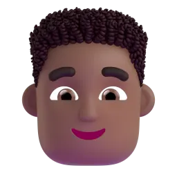 Mann: mitteldunkle Hautfarbe, lockiges Haar-Emoji auf Microsoft
