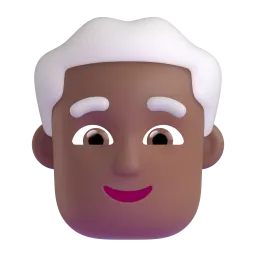 Mann: mitteldunkle Hautfarbe, weißes Haar-Emoji auf Microsoft