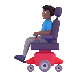 Microsoft üzerinde Elektrikli tekerlekli sandalyede erkek: orta koyu cilt tonu emojisi