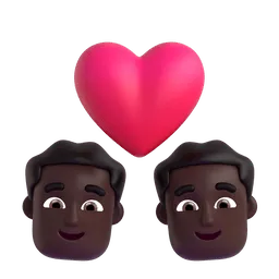 Emoji Pasangan dengan simbol hati: lelaki, lelaki dan ton kulit gelap pada Microsoft