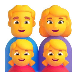 Family: Man, Woman, Girl, Girl emoji on Microsoft
