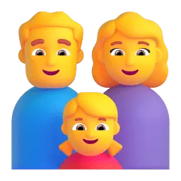 Emoji Keluarga: pria, wanita, anak perempuan di Microsoft