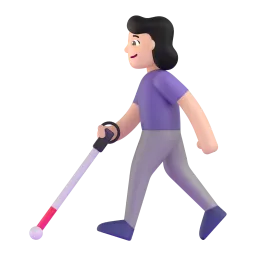 Vrouw met taststok: lichte huidskleur-emoji op Microsoft