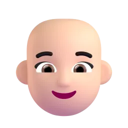 Woman: Light Skin Tone, Bald emoji on Microsoft