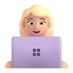 อีโมจิ ผู้เชี่ยวชาญด้านเทคโนโลยีหญิง: โทนผิวสีขาวเหลือง บน Microsoft