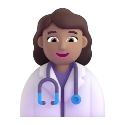 Emoji Mulher profissional da saúde: pele morena clara no Microsoft
