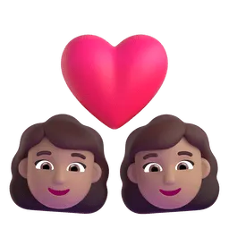 Emoji Cặp đôi với trái tim: phụ nữ, phụ nữ, màu da trung bình trên Microsoft