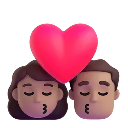Kiss: Woman, Man, Medium Skin Tone emoji on Microsoft