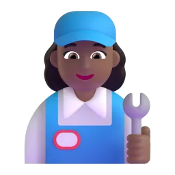 Emoji Mekanik wanita: ton kulit sederhana gelap pada Microsoft