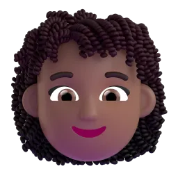 Emoji Phụ nữ: màu da tối trung bình, tóc xoăn trên Microsoft