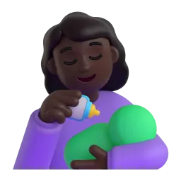 Frau, die Baby die Flasche gibt: dunkle Hautfarbe-Emoji auf Microsoft
