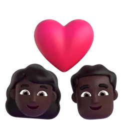 Emoji Coppia con cuore: donna, uomo e carnagione scura su Microsoft