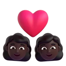 Couple with Heart: Woman, Woman, Dark Skin Tone emoji on Microsoft
