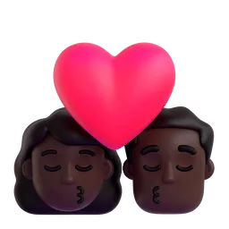 Microsoft üzerinde Öpücük: kadın erkek koyu cilt tonu emojisi