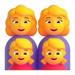 Family: Woman, Woman, Girl, Girl emoji on Microsoft