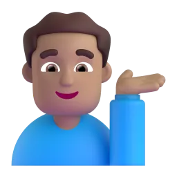 Man achter informatiebalie: lichtgetinte huidskleur-emoji op Microsoft