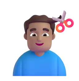 Man Getting Haircut: Medium-Light Skin Tone emoji on Microsoft