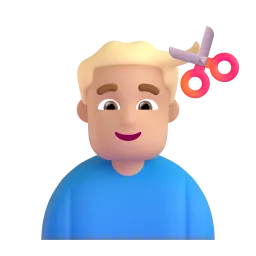 Man Getting Haircut: Medium Skin Tone emoji on Microsoft