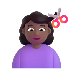 Emoji Perempuan digunting rambut: ton kulit sederhana gelap pada Microsoft