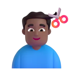 Man Getting Haircut: Medium-Dark Skin Tone emoji on Microsoft