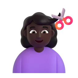 Woman Getting Haircut: Dark Skin Tone emoji on Microsoft