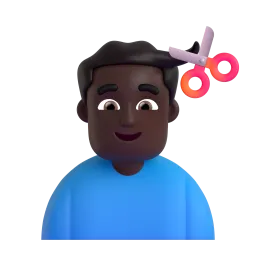 Emoji Homme qui se fait couper les cheveux : peau foncée sur Microsoft