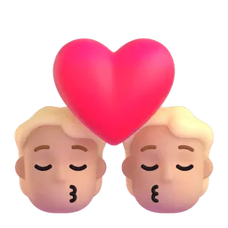 Emoji Bacio tra coppia: carnagione abbastanza chiara su Microsoft