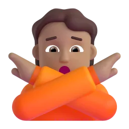 Emoji Persona che fa segno di no: carnagione abbastanza chiara su Microsoft