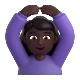 Frau mit Händen auf dem Kopf: dunkle Hautfarbe-Emoji auf Microsoft