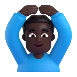 Mann mit Händen auf dem Kopf: dunkle Hautfarbe-Emoji auf Microsoft