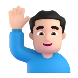 Man Raising Hand: Light Skin Tone emoji on Microsoft