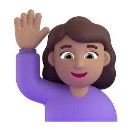Emoji Donna con mano alzata: carnagione abbastanza chiara su Microsoft