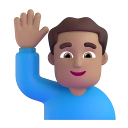Mann mit erhobenem Arm: mittelhelle Hautfarbe-Emoji auf Microsoft