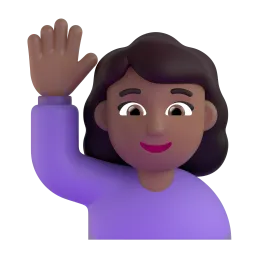 Emoji Wanita mengangkat tangan: warna kulit gelap-sedang di Microsoft