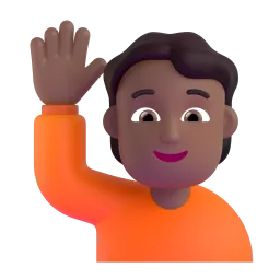 Emoji Persona con mano alzata: carnagione abbastanza scura su Microsoft