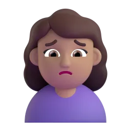 Emoji Wanita muka tidak senang: warna kulit cerah-sedang di Microsoft