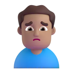 Microsoft의 찌푸린 남자: 연한 갈색 피부 이모지
