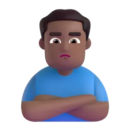 Schmollender Mann: mitteldunkle Hautfarbe-Emoji auf Microsoft