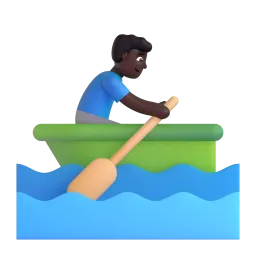 Man Rowing Boat: Dark Skin Tone emoji on Microsoft
