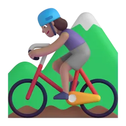 Woman Mountain Biking: Medium-Light Skin Tone emoji on Microsoft