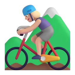 Woman Mountain Biking: Medium Skin Tone emoji on Microsoft
