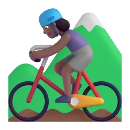 Woman Mountain Biking: Medium-Dark Skin Tone emoji on Microsoft