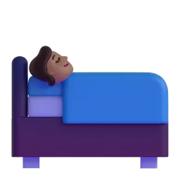 Im Bett liegende Person: mitteldunkle Hautfarbe-Emoji auf Microsoft