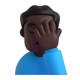 Sich an den Kopf fassender Mann: dunkle Hautfarbe-Emoji auf Microsoft